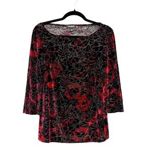 Vtg Roz&Ali Whimsigoth Velvet Burnout Top Womens Size M Old Hollywood Dark Fairy